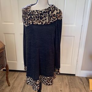 VINTAGE KNIT TIGER/BLACK XL WASHABLE SHIFT DRESS